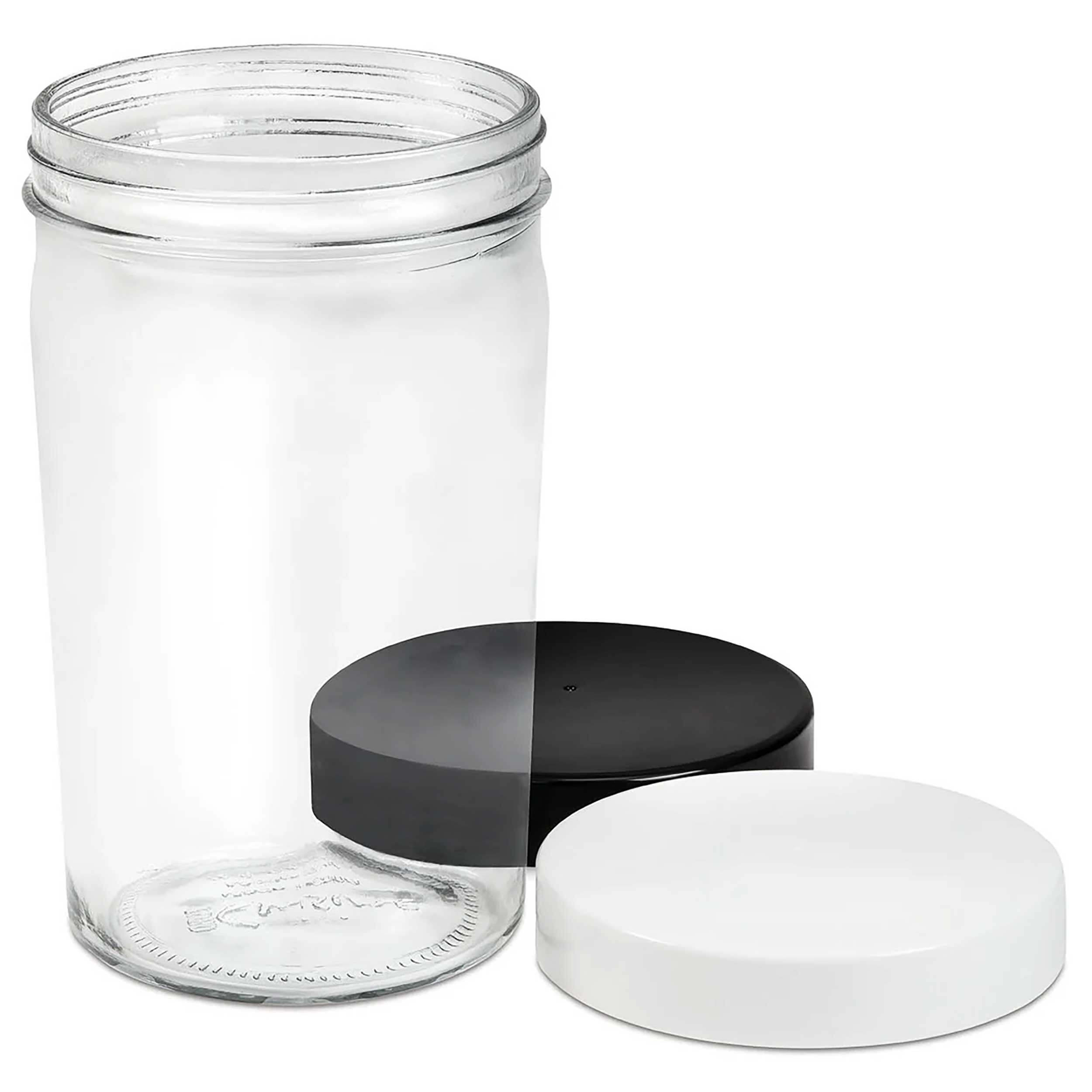 a photo of a glass jar with a lid