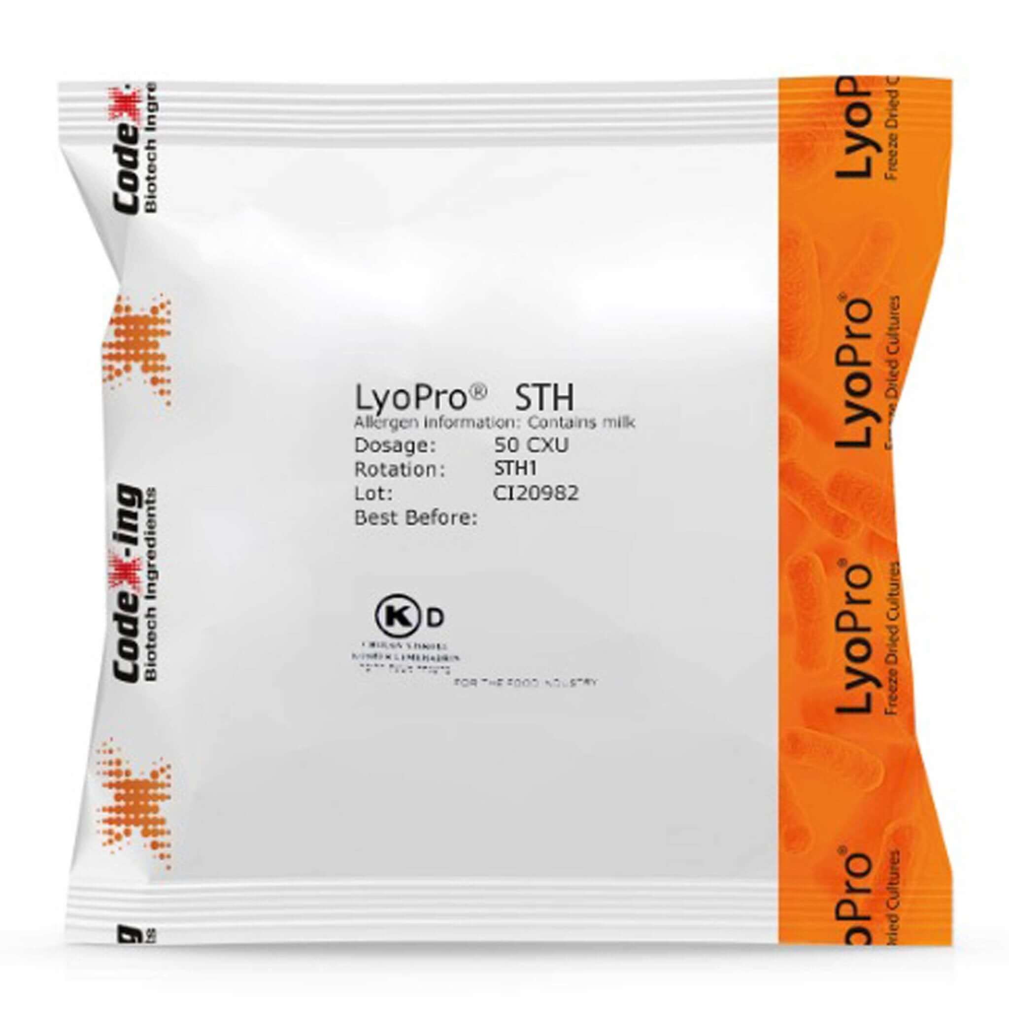 LyoPro STH thermophilic starter culture package for cheese making.