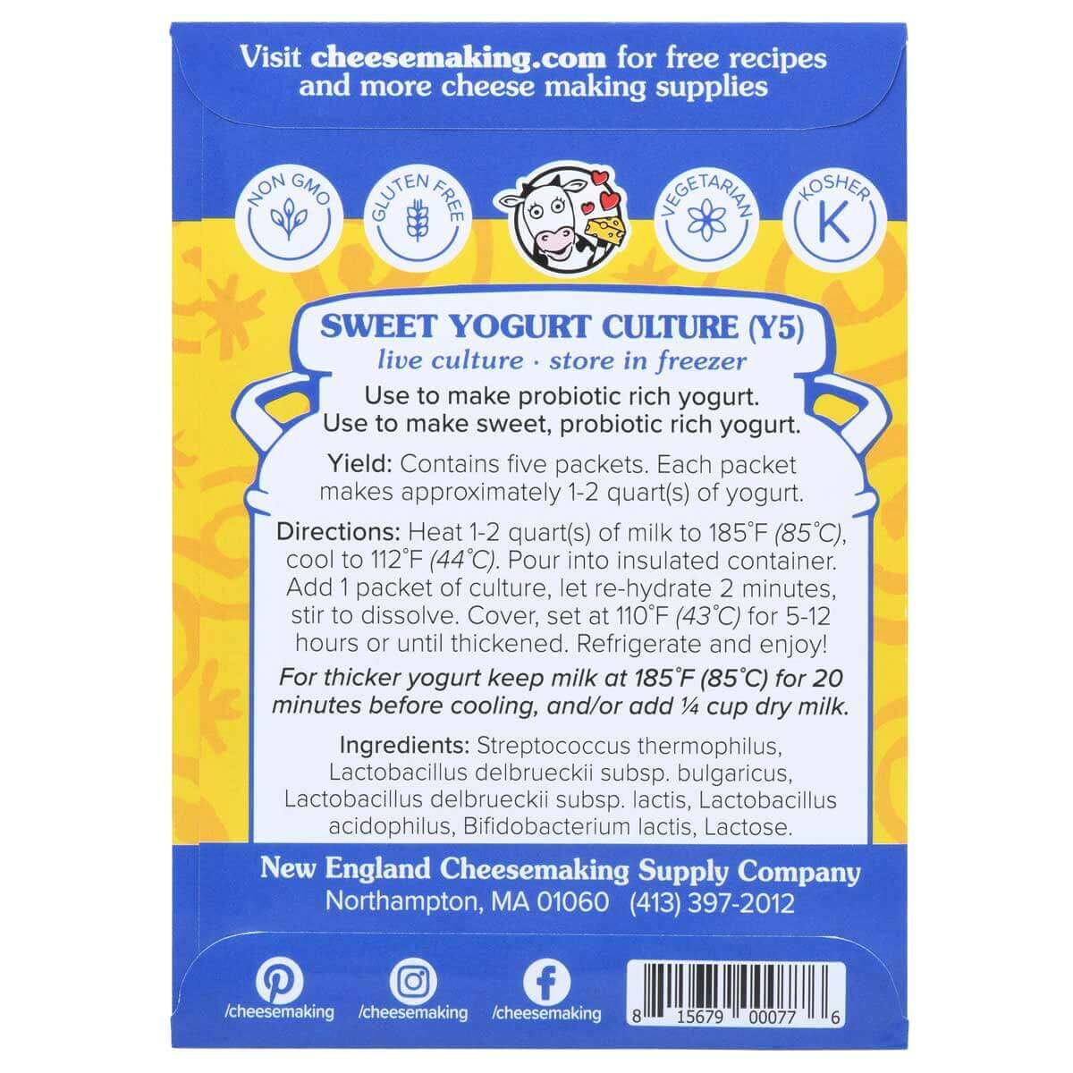 Sweet yogurt starter culture for making probiotic rich yogurt; easy instructions for creamy homemade yogurt.