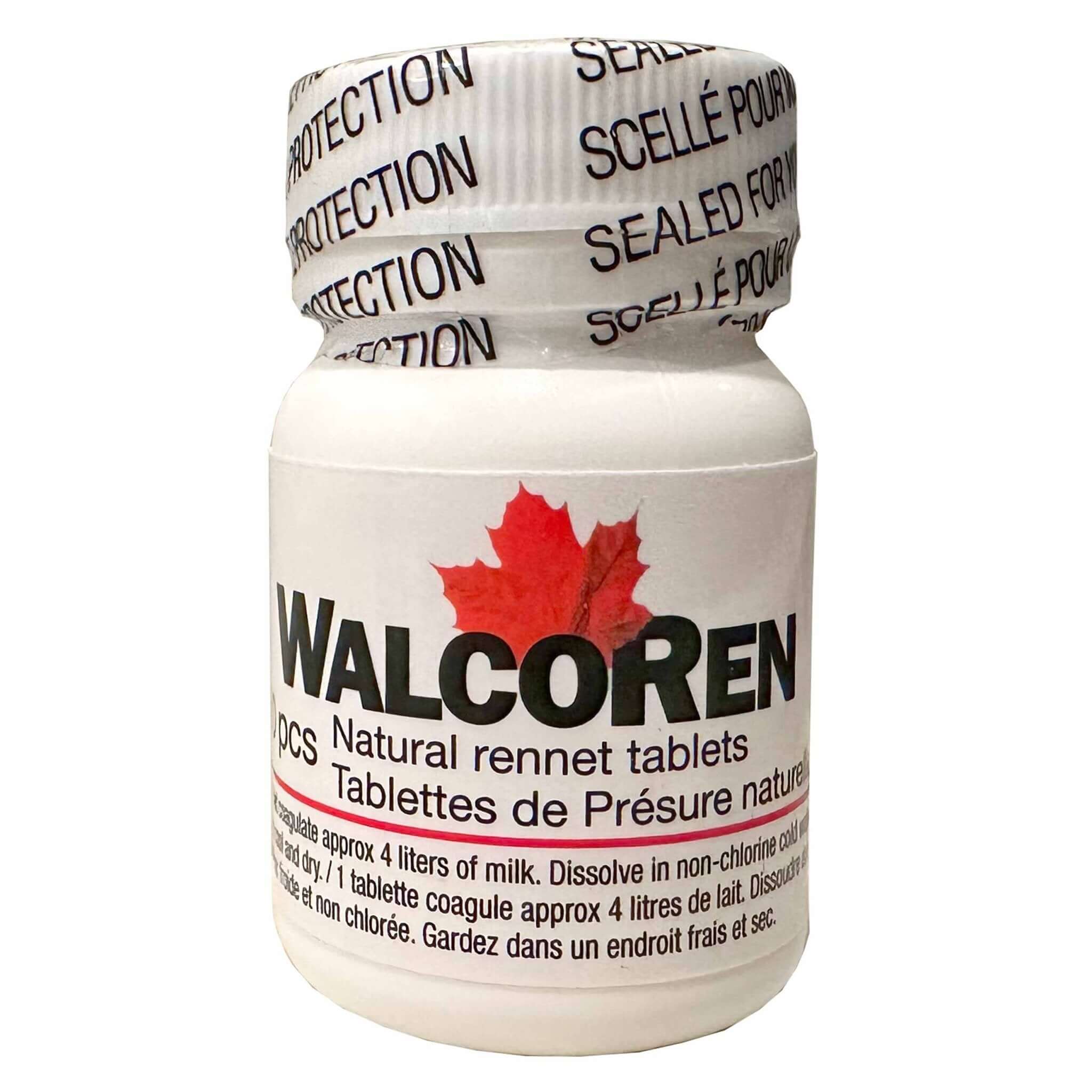 WalcoRen organic animal rennet tablets for cheese making, NON-GMO, 80 tablets.