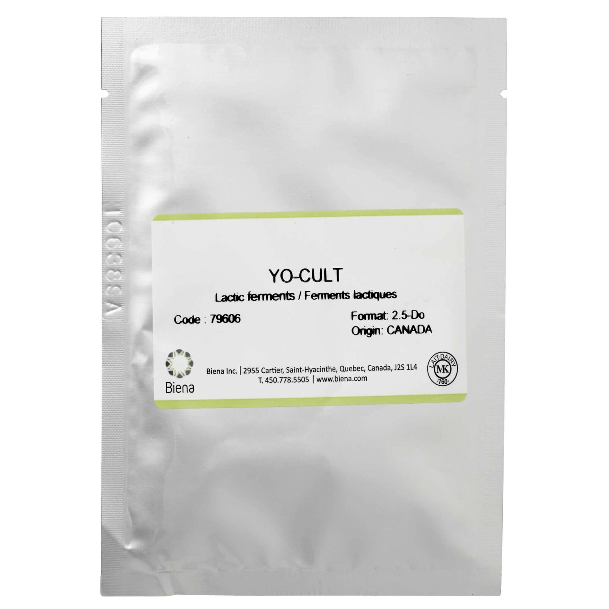 Biena Yogurt Type I Starter Culture packet for making yogurt and Greek yogurt.