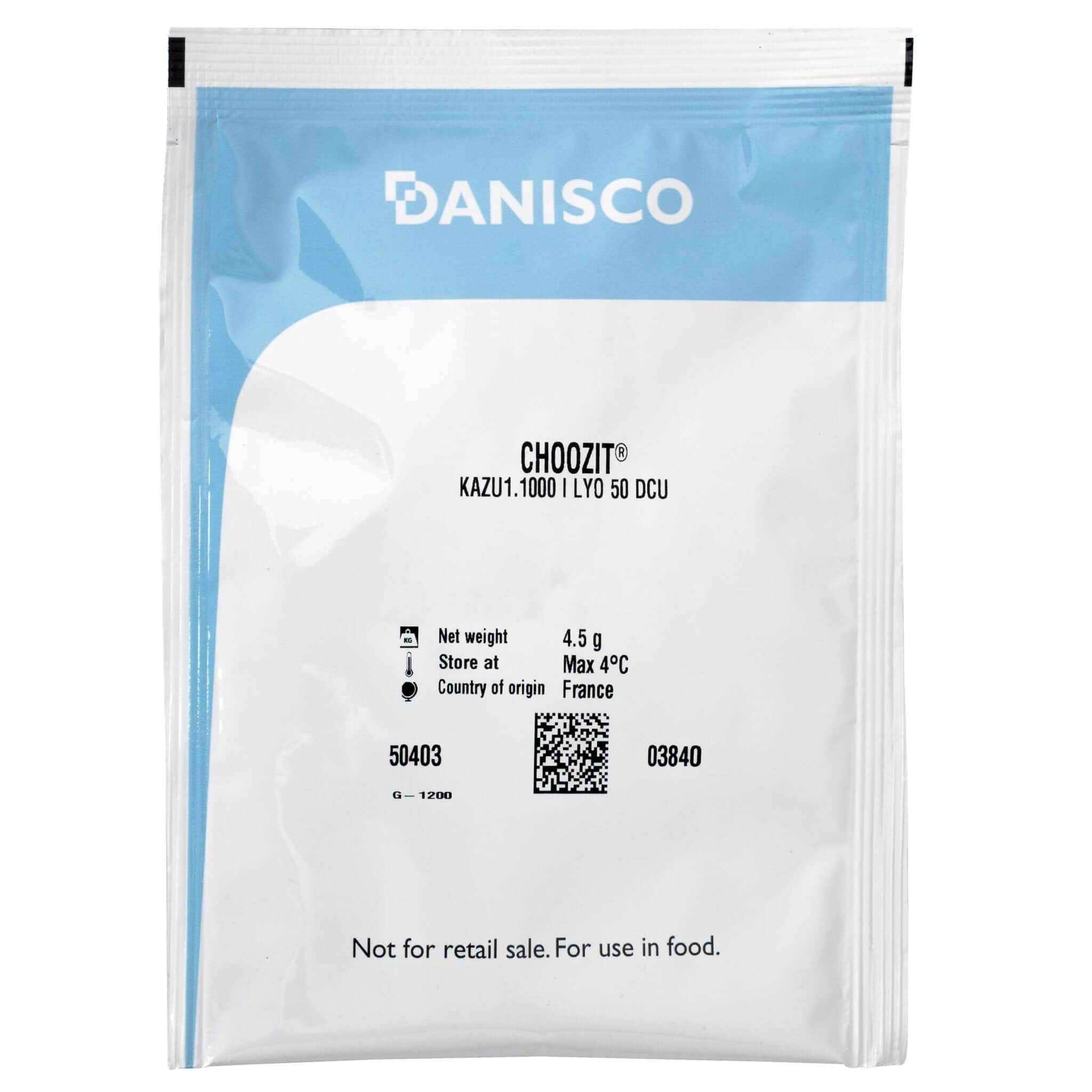 KAZU Mesophilic and Thermophilic starter culture packet for cheese making, featuring detailed packaging information.