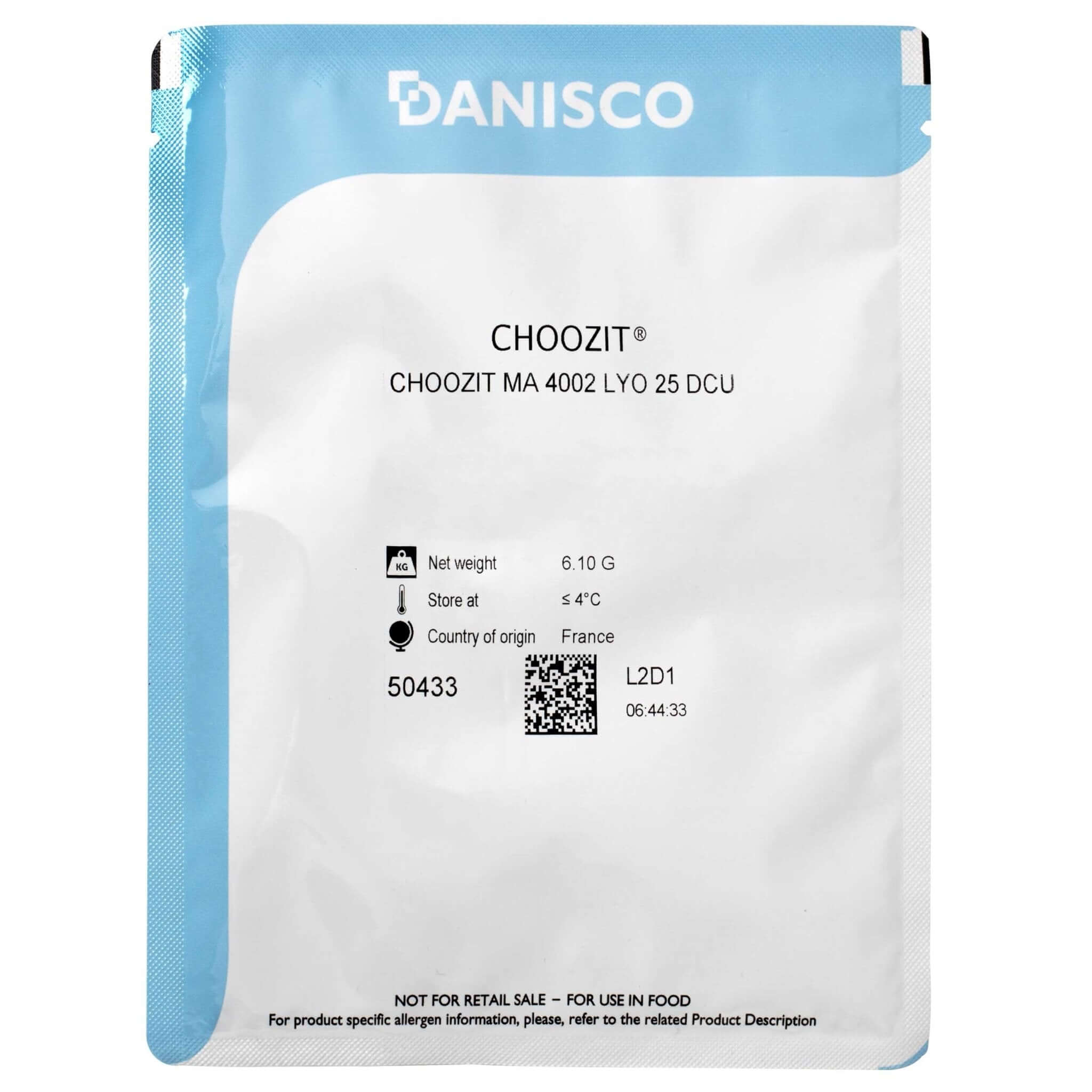 Danisco CHOOZIT MA 4002 starter culture packet for cheese making.