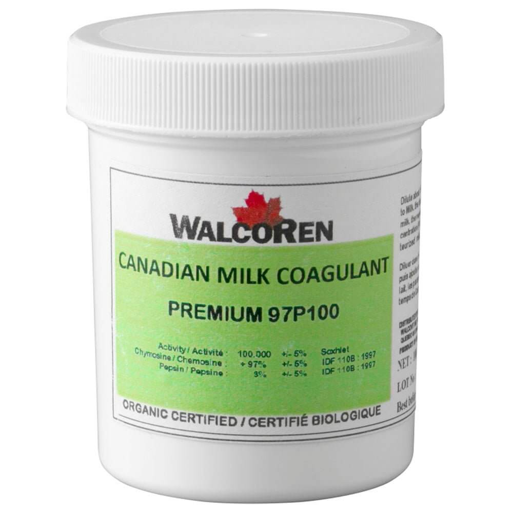 Organic powdered calf rennet by WalcoRen, NON-GMO milk coagulant for cheese making, premium quality.