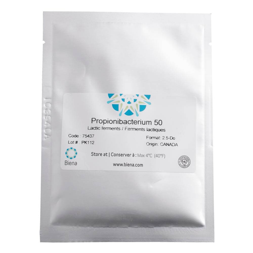 Propionibacterium 50 culture pack for Swiss cheese making.