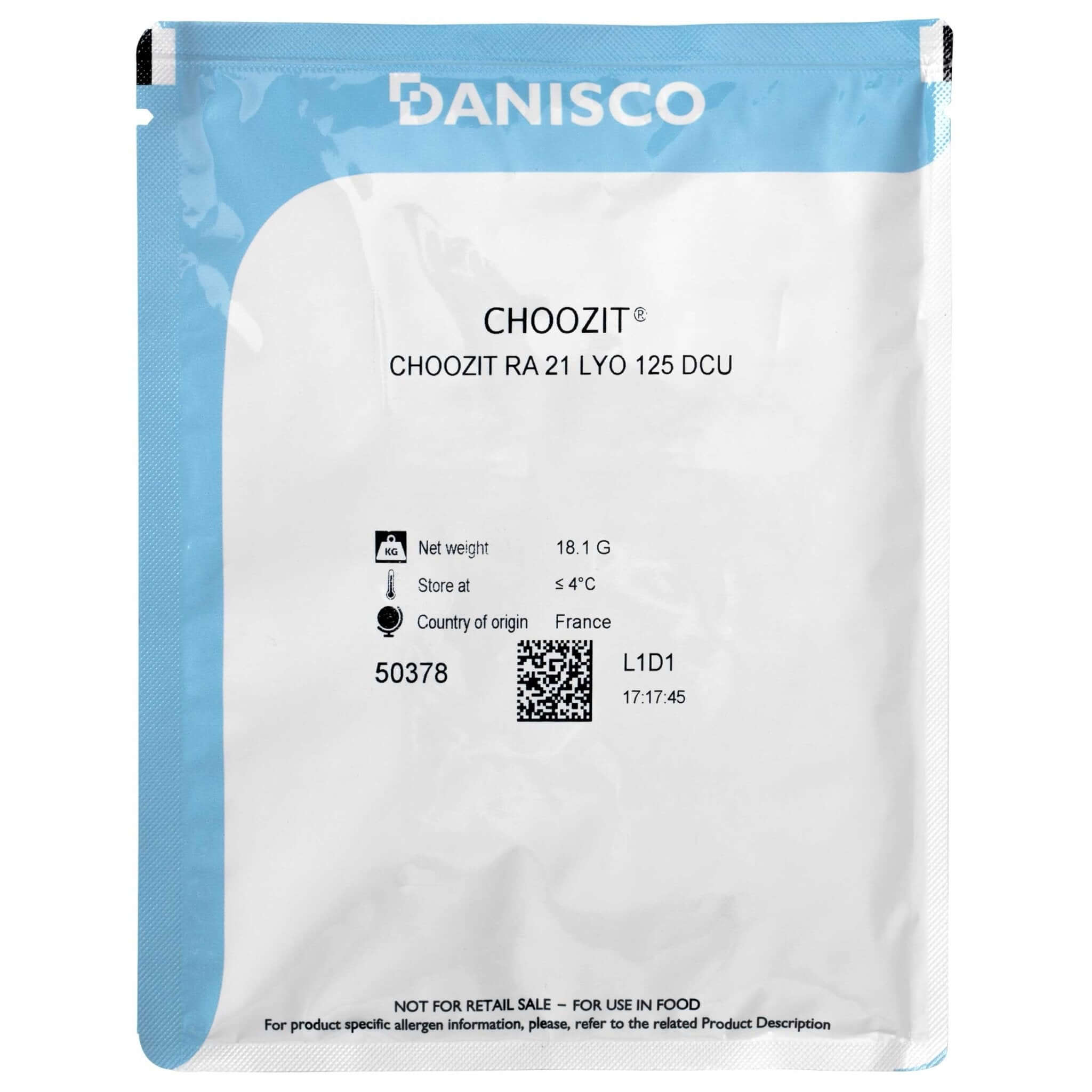 Danisco Choozit RA 21 starter culture for cheese making, suitable for cheddar and semi-hard cheese.
