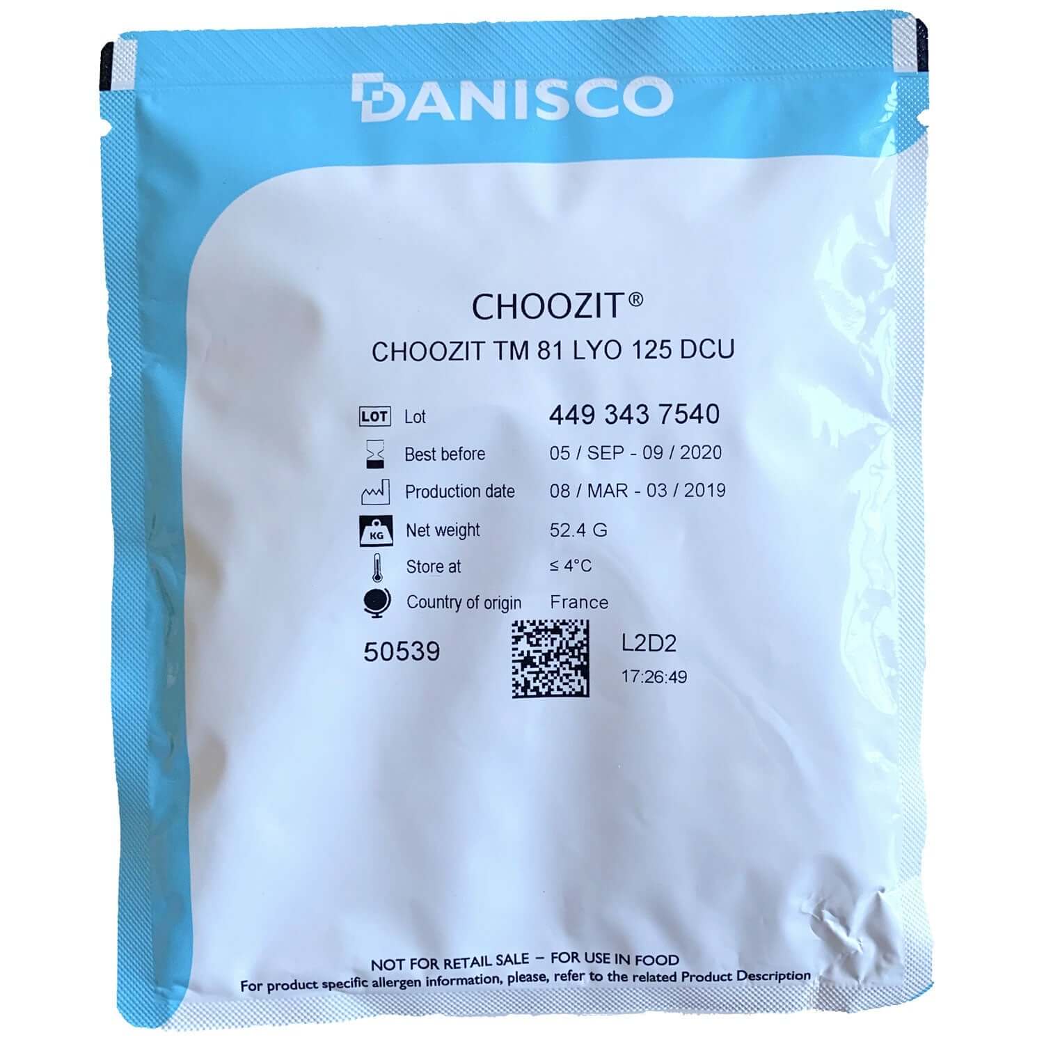 TM 81 Thermophilic Starter Culture packet for Italian cheese making, ideal for Mozzarella and other varieties.