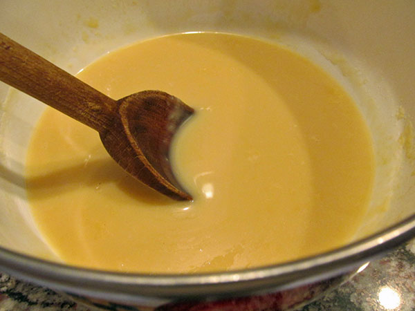 Bowl of condensed milk with spoon