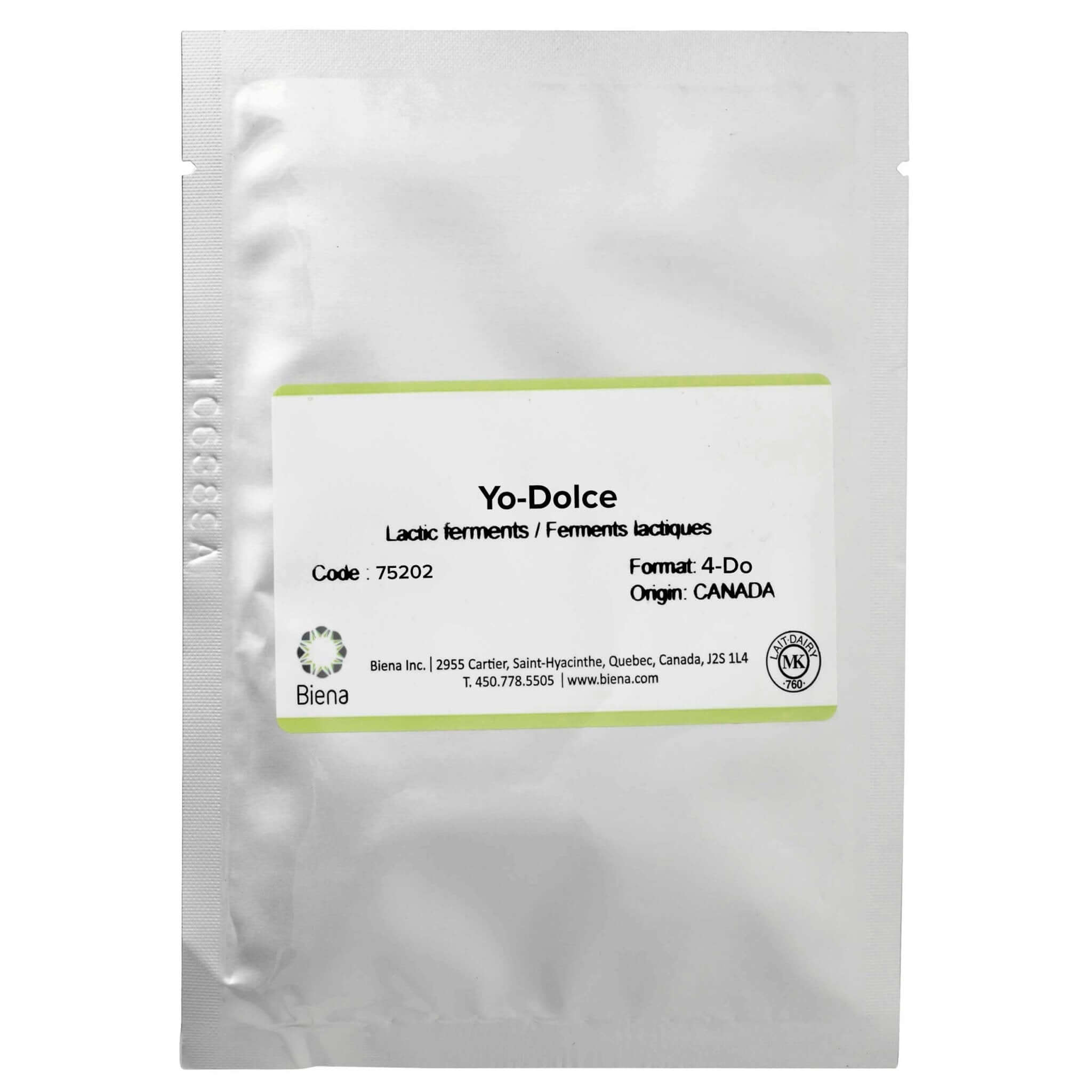 Biena Yogurt Yo-Dolce starter culture packet for homemade yogurt and fermented milks.