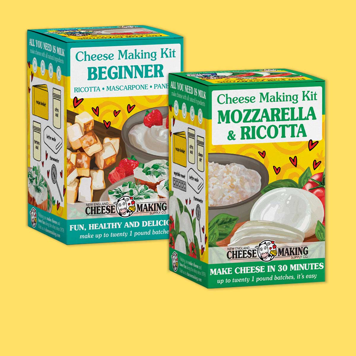 Beginner cheese making kit and 30 minute mozzarella and ricotta cheese making kit