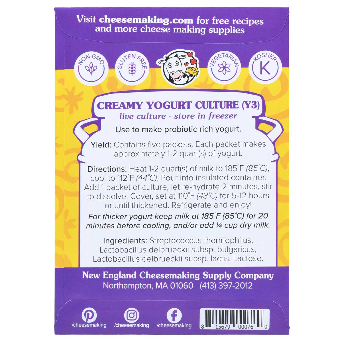 Yogurt Starter Culture (Creamy) - New England Cheesemaking Supply Company