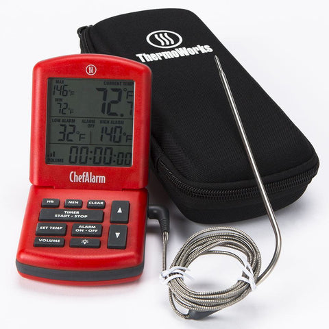 Thermoworks Chef Alarm Digital Thermometer with Probe & Case TESTED WORKS  CLEAN