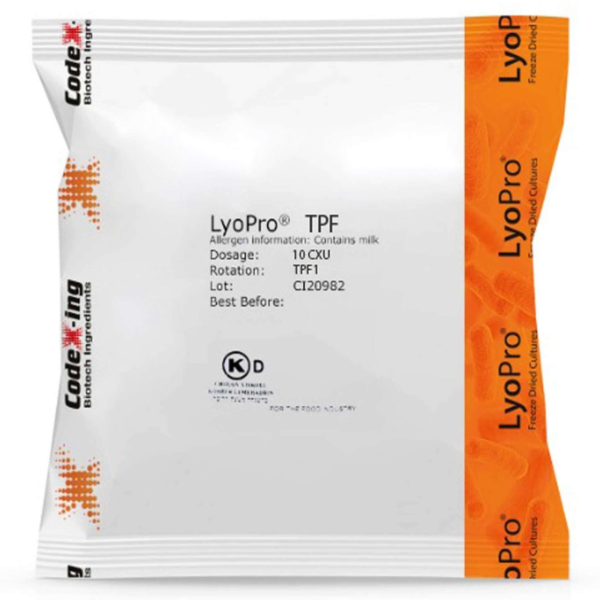 LyoPro TPF thermophilic starter culture package for cheese making.